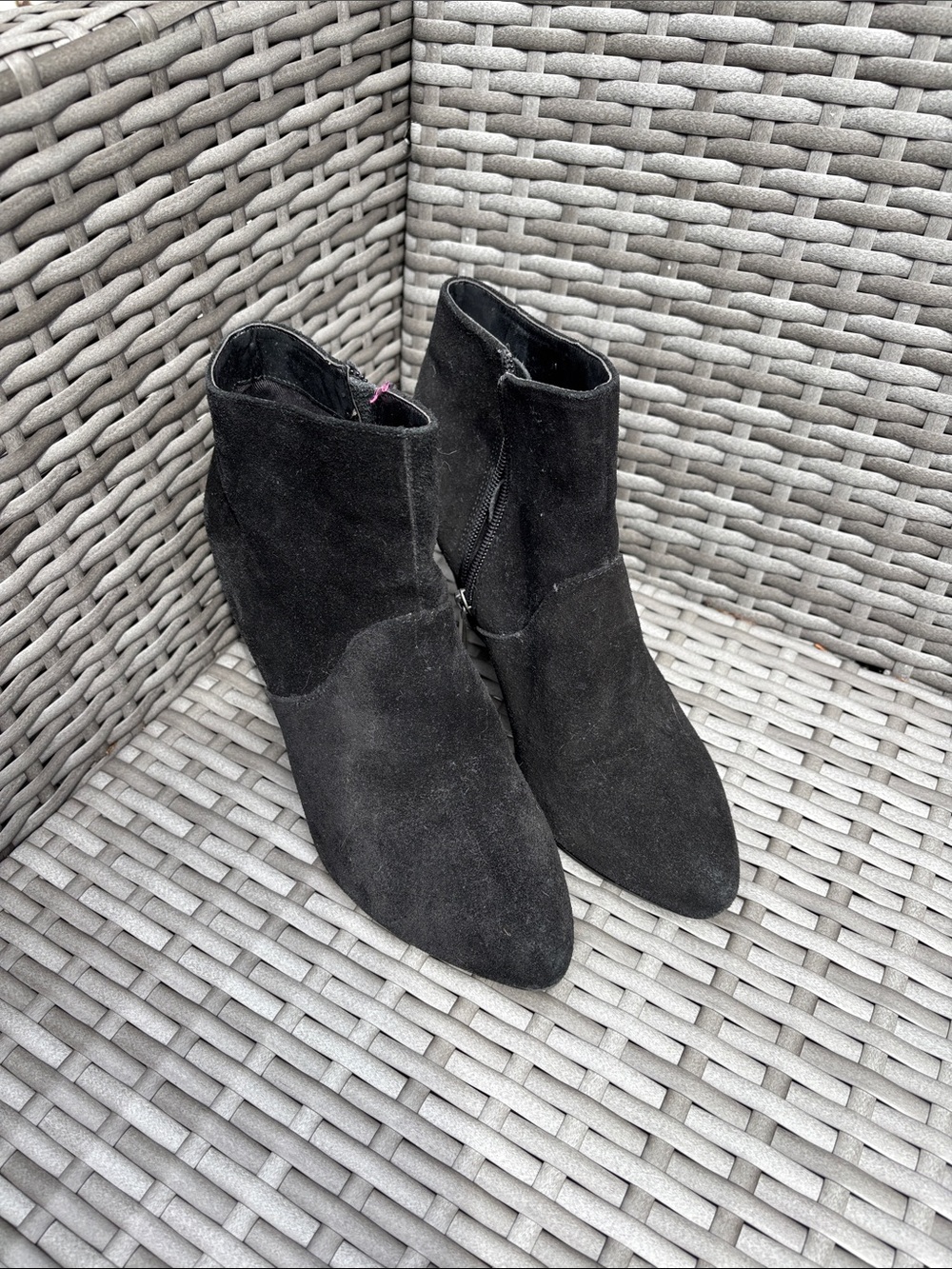 Dolce Vita Black Suede Ankle Zipper Heeled Boots